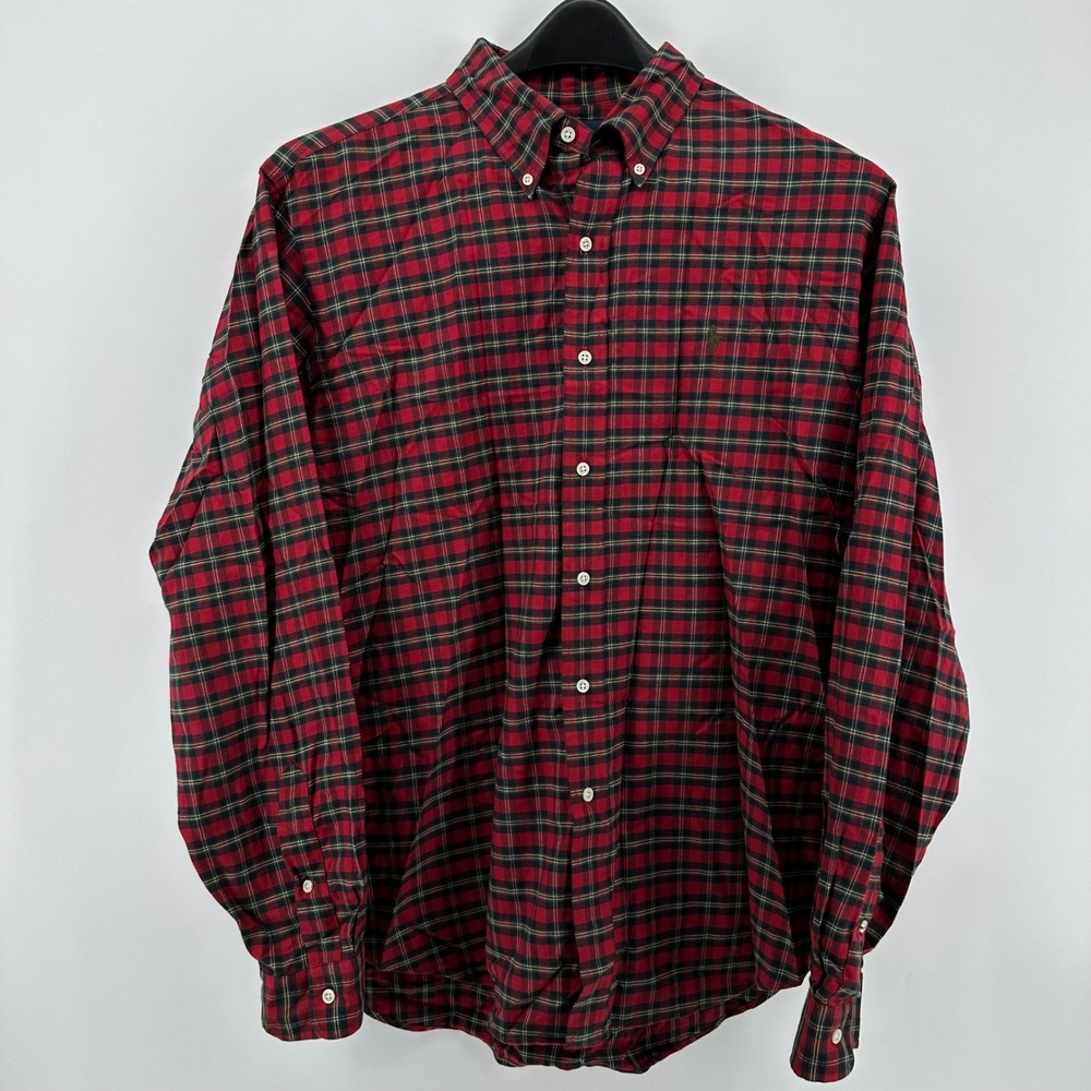 Ralph Lauren Classic Fit Plaid Button Down Shirt Mens XL Red Black Green Pony - Picture 2 of 6